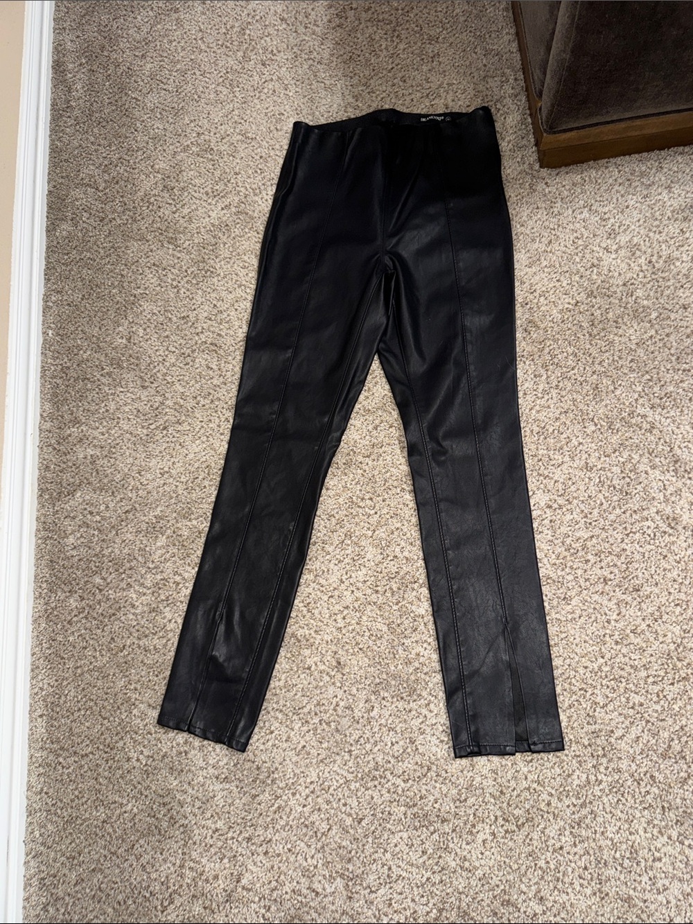 Blank NYC split front seam black faux leather pants